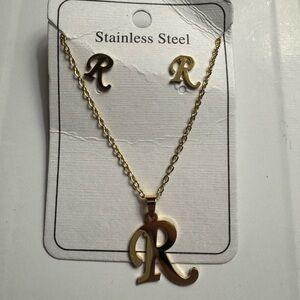 New Letter R stainless steel jewelry set